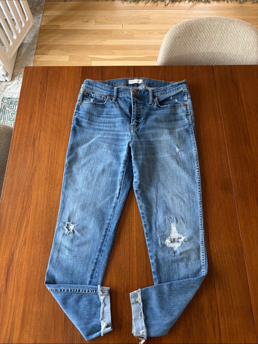 Madewell Distressed Skinny Jeans - Medium Blue
